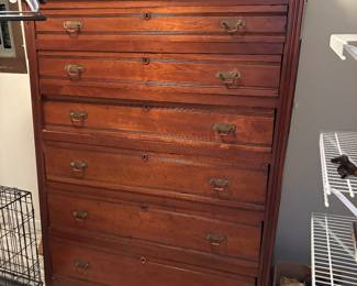 Needs some repair at the top left.  Such a nice chest and I hope someone buys it that can repair it.  