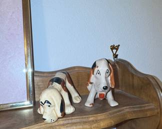 Vintage Ceramic Basset Hound Figurines