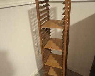 Vintage Wooden CD Storage Tower with Adjustable Shelves