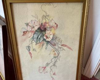 Vintage Morning Glory Watercolor Painting