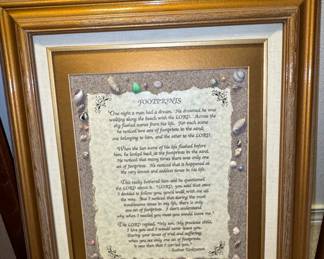 Footprints in the Sand Poem Framed Wall Art with Seashells