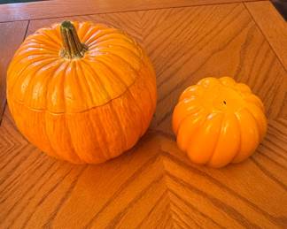 Ceramic Pumpkin Tureen and Decorative Gourd