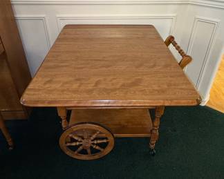 Vintage Ethan Allen Maple Drop-Leaf Tea Cart
