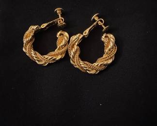 Vintage Monet Twisted Rope Screw-Back Earrings