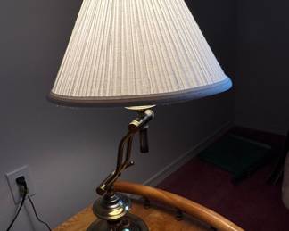 Vintage Brass Swing Arm Pharmacy Lamp with Pleated Shade