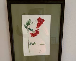 Original Watercolor Floral Study, 1982