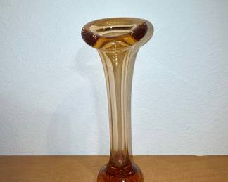 Mid-Century Viking Glass Amber Swung Vases