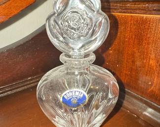 Bohemia Czech Republic Lead Crystal Rose Perfume Bottle