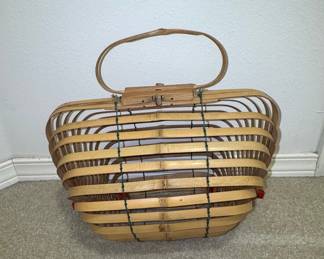 Vintage Japanese Bamboo Accordion Purse/Basket