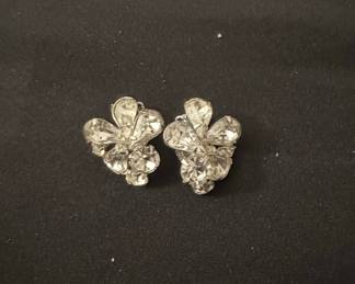 Vintage Rhinestone Cluster Clip-On Earrings