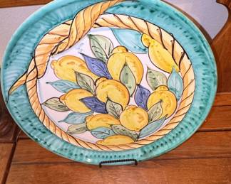 Vietri Italian Hand-Painted Lemon Motif Serving Platter