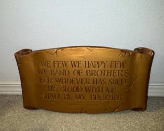 Shakespeare St. Crispin's Day Speech Wall Plaque