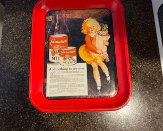 Vintage Carnation Milk "And Nothing To Cry Over" Serving Tray