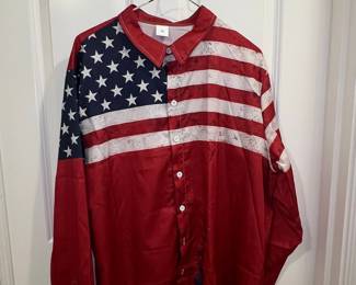 Vintage American Flag Print Button-Down Shirt