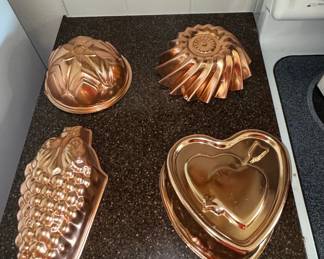 Vintage Copper-Tone Aluminum Decorative Molds Set