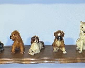 Collection of Vintage Porcelain Dog Figurines, including Beswick and Hagen Renaker