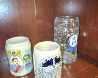Collection of Three German Beer Steins: King Ludwig II, Innsbruck, and Hofbräuhaus
