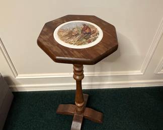 Octagonal Pheasant Tile Pedestal Table