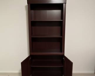 Traditional Style Dark Wood Bookcase with Lower Cabinet