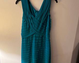 Teal Ruched Sleeveless Sheath Dress by Adrianna Papell