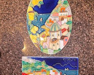 Hand-Painted Italian Ceramic Plaques - Amalfi Coast Scenes