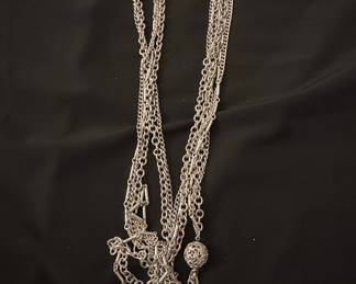 Vintage Multi-Strand Silver-Tone Filigree Ball Necklace