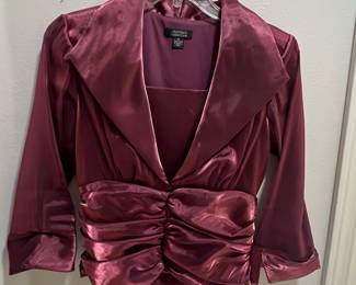 Dressbarn Collection Burgundy Ruched Satin Blouse