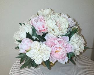 Artificial Peony Floral Arrangement in Pedestal Vase