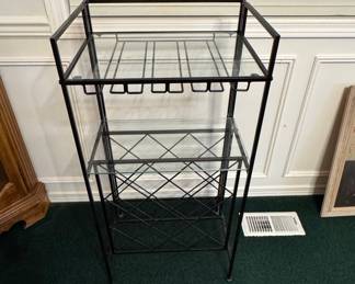 Arthur Umanoff Style Wrought Iron and Glass Wine Bar Cart