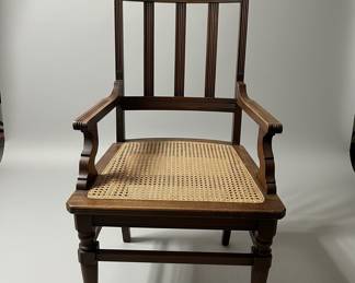 Antique Eastlake Style Carved Walnut and Cane Parlor Chair