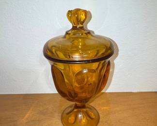 Anchor Hocking Fairfield Amber Lidded Compote