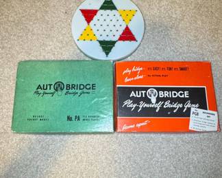 Vintage Autobridge Game Lot: Deluxe Pocket Model (PA) and Beginners Set (PGB) with Chinese Checkers