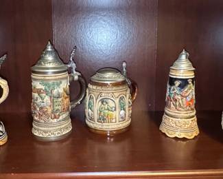 Collection of Five Vintage German Beer Steins