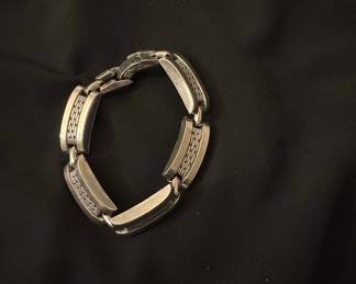 Vintage Silver-Tone Geometric Link Bracelet