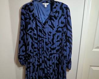 Nine West Abstract Print Pleated Shirt Dress