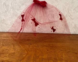 Vintage Red Tulle Birdcage Veil with Velvet Bows and Polka Dots