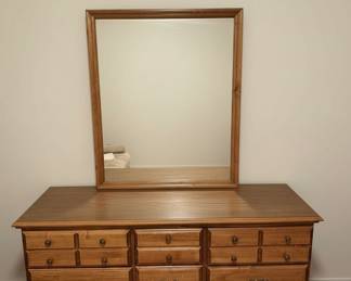 Flanders Furniture Solid Maple Nine-Drawer Dresser with Mirror