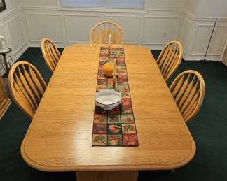 Richardson Brothers Oak Dining Table with Spindle-Back Chairs