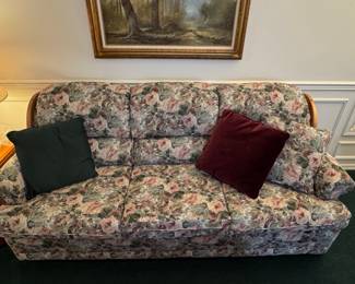 Floral Upholstered Three-Cushion Sofa