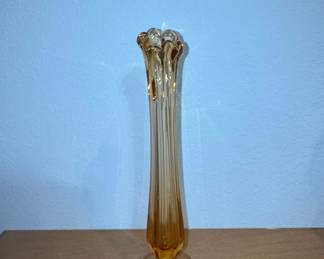 Mid-Century Viking Glass Amber Swung Vases