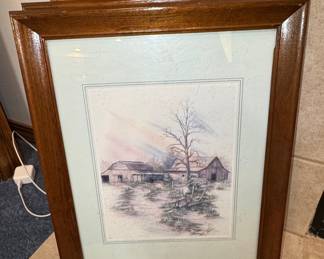 Framed Barn Landscape Print by F Massa