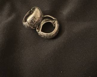 Vintage Engraved Hoop Clip-On Earrings