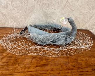 Vintage Style Bridal Fascinator with Birdcage Veil and Crystal Accent