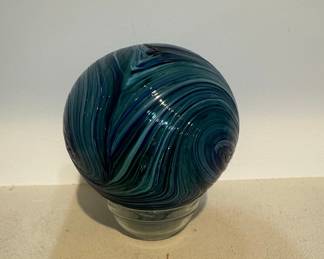 Art Glass Swirl Sphere Paperweight