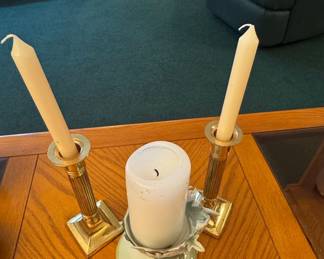 Pair of Edwardian Brass Corinthian Column Candlesticks