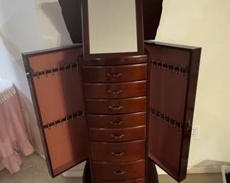 Powell Queen Anne Style Cherry Jewelry Armoire