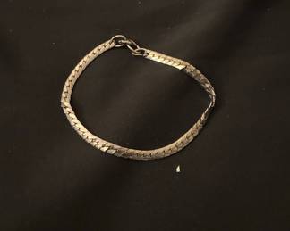 Vintage Silver-Tone Herringbone Link Bracelet
