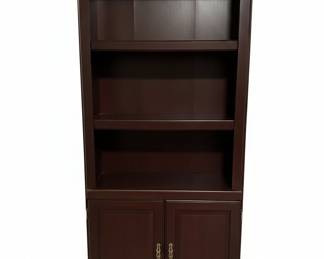 Traditional Style Dark Wood Bookcase with Lower Cabinet