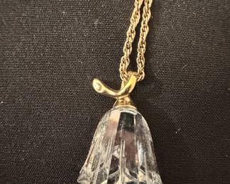Vintage Crystal Bell Pendant Necklace - Amway