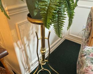 Vintage Hollywood Regency Brass Tripod Plant Stand